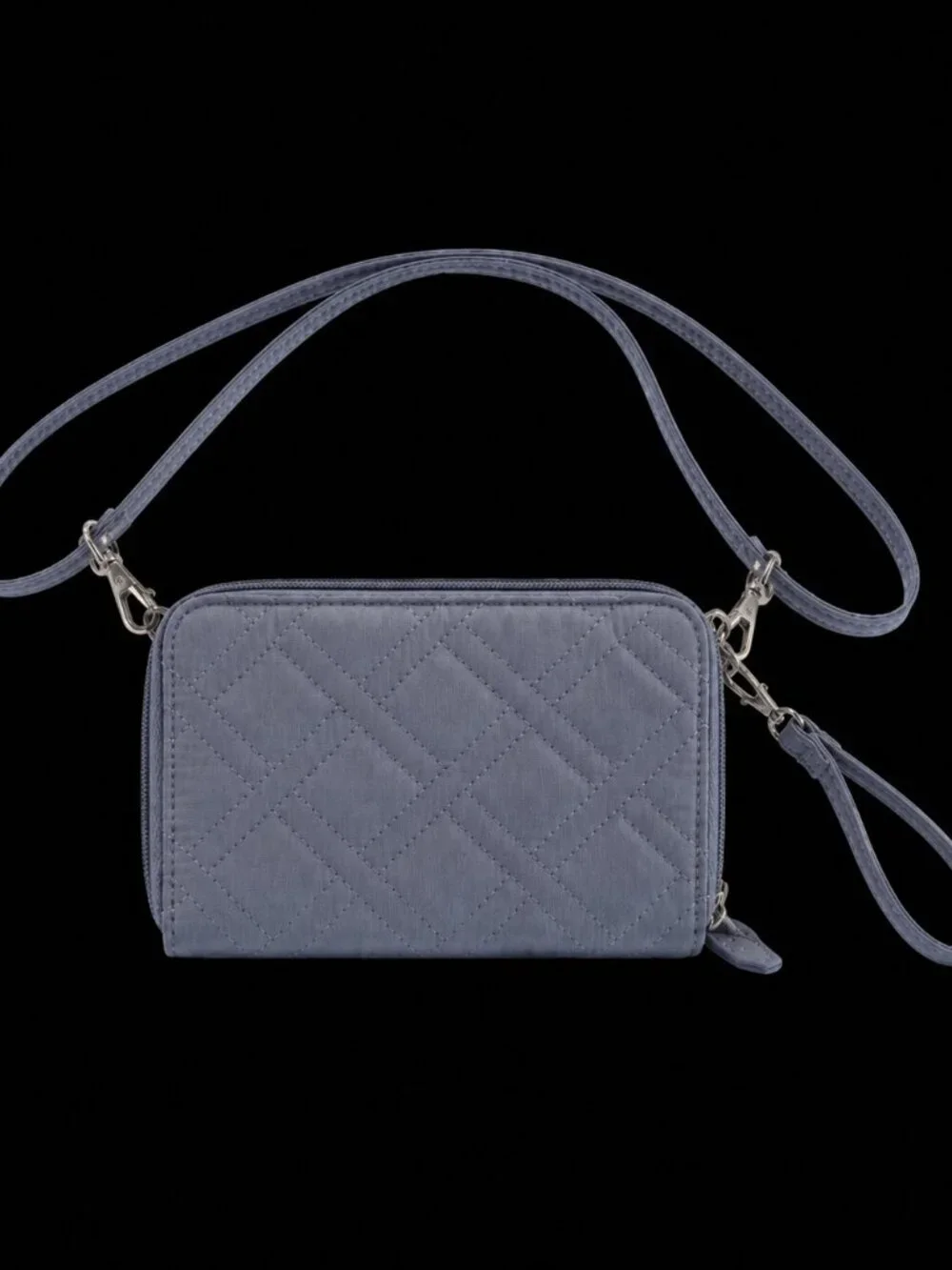 Vera Bradley Gray Quilted RFID All-in-One Crossbody Wallet Wristlet